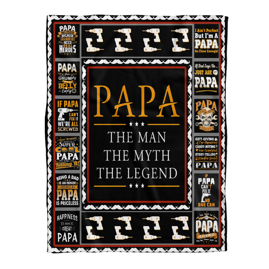 Gift For Father Blanket, Papa The Man The Myth The Legend 1641355967520.png