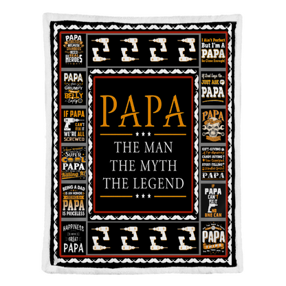 Gift For Father Blanket, Papa The Man The Myth The Legend 1641355970517.png