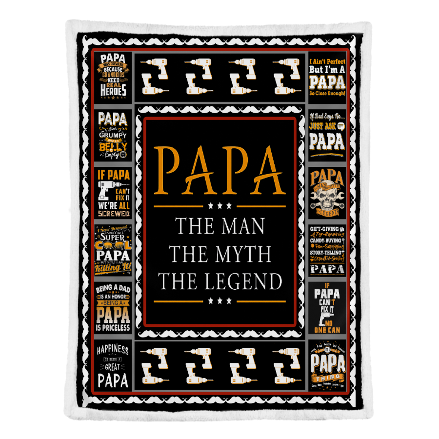 Gift For Father Blanket, Papa The Man The Myth The Legend 1641355970517.png