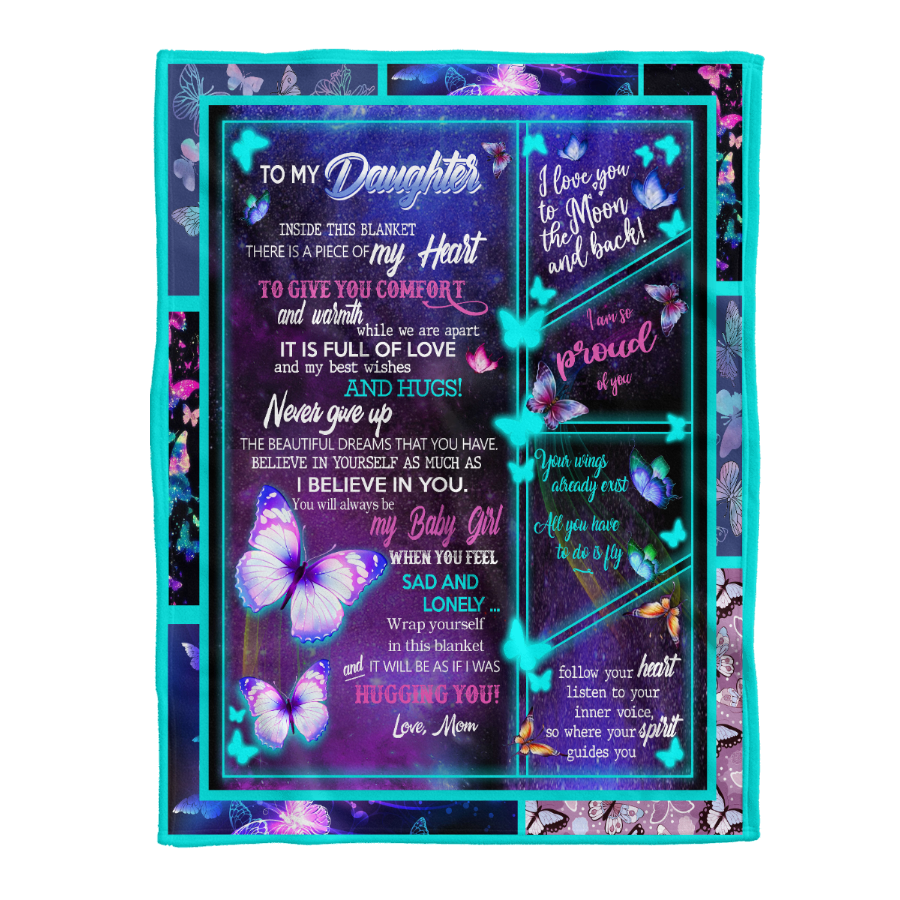 Gift For Daughter Blanket, To My Daughter I Love You To The Moon And Back 1641356795650.png