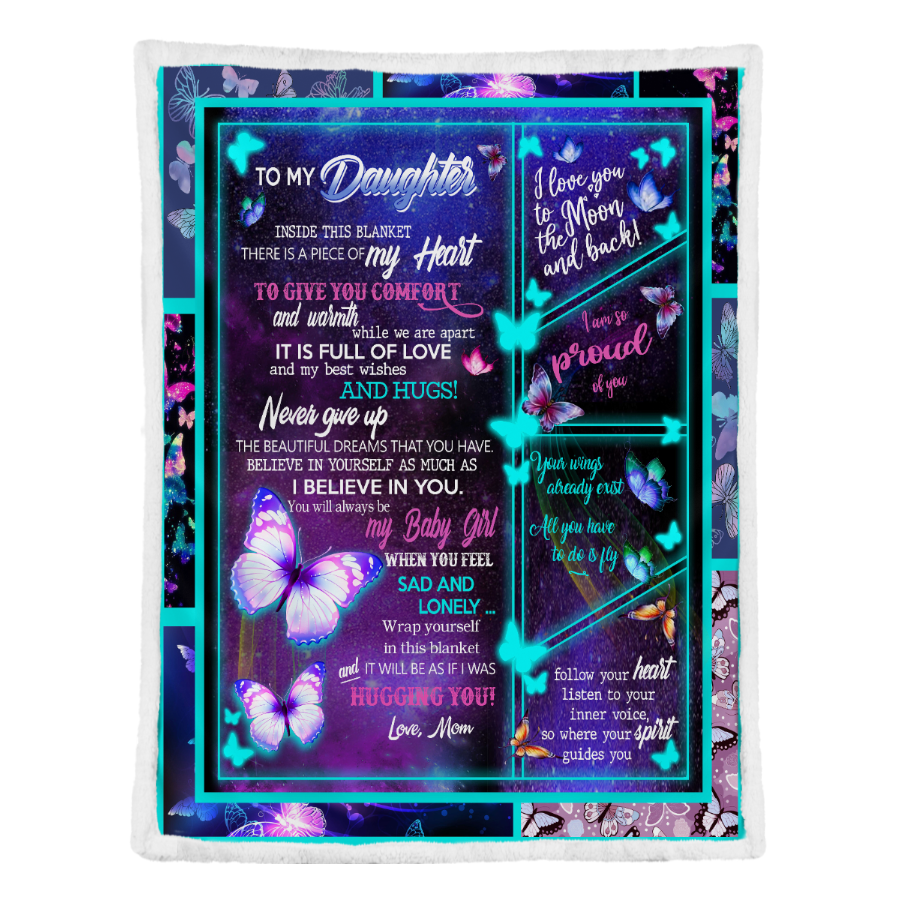 Gift For Daughter Blanket, To My Daughter I Love You To The Moon And Back 1641356799647.png