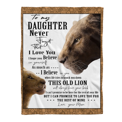 Gift for Daughter Lion Blanket, To My Daughter I Love You From Mom 1641357166756.png