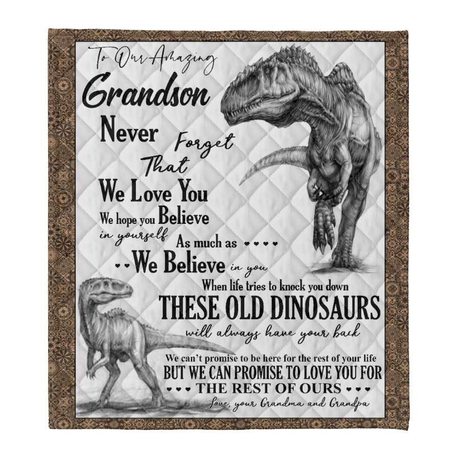 Gift For Grandson Blanket, To Our Grandson These Old Dinosaurs Will Always Have Your Back - Love From Grandpa & Grandma 1641365884250.png