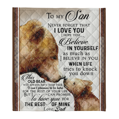 Gift For Father Blanket, My Son Bear Believe In Yourself Gift From Dad 1641367054879.png