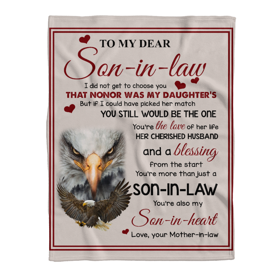 Gift For Son Blanket, To My Dear Son In Law Eagle Blanket 1641368140365.png