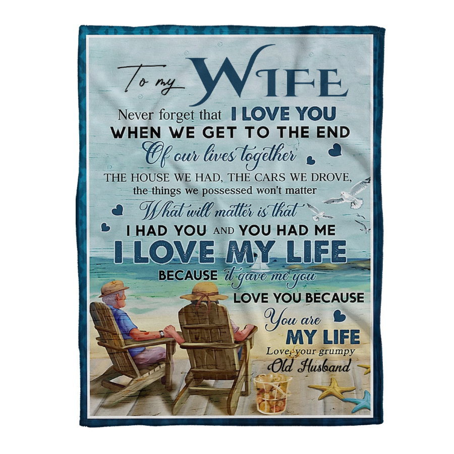 Gift For Wife Blanket, Never Forget That I Love U Old Husband To Wife Fleece Blanket 1641373382166.png