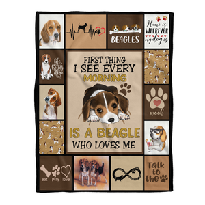 First Thing I See Every Morning Is A Beagle Who Loves Me Fleece Blanket Gift For Dog Lovers Home Decor Bedding Couch Sofa Soft And Comfy Cozy 1641444386073.png