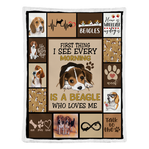 First Thing I See Every Morning Is A Beagle Who Loves Me Fleece Blanket Gift For Dog Lovers Home Decor Bedding Couch Sofa Soft And Comfy Cozy 1641444390372.png