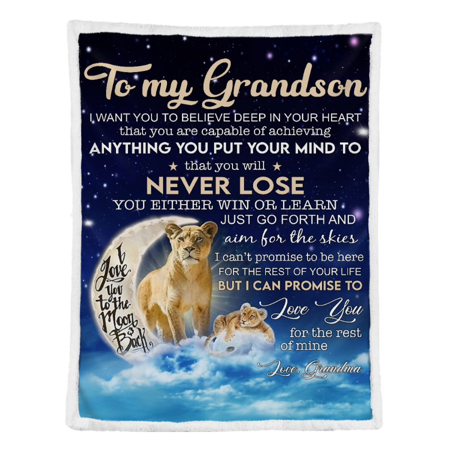 I Promise I Love You For The Rest Of Mine Moon Lions Fleece Blanket Gift For Grandson Home Decor Bedding Couch Sofa Soft And Comfy Cozy 1641451083977.png