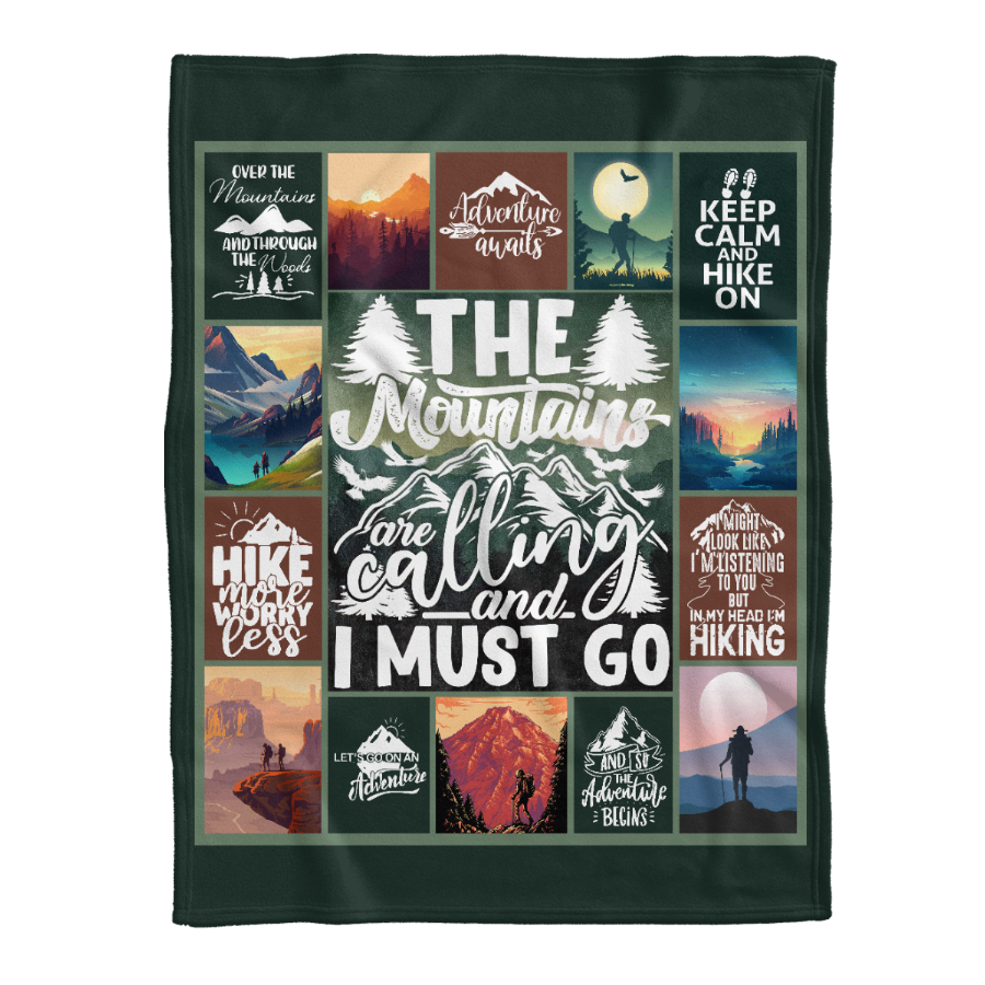 Hike More Worry Less, The Mountains Are Calling And I Must Go Fleece Blanket Gift For Hiking Lovers Home Decor Bedding Couch Sofa Soft And Comfy Cozy 1641455232471.png