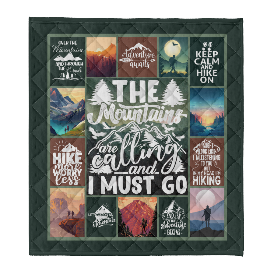 Hike More Worry Less, The Mountains Are Calling And I Must Go Fleece Blanket Gift For Hiking Lovers Home Decor Bedding Couch Sofa Soft And Comfy Cozy 1641455235270.png