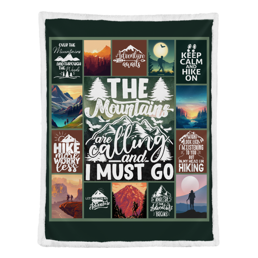 Hike More Worry Less, The Mountains Are Calling And I Must Go Fleece Blanket Gift For Hiking Lovers Home Decor Bedding Couch Sofa Soft And Comfy Cozy 1641455238326.png