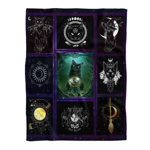Black Cat Witch Fleece Blanket - Quilt Blanket 1641455501052.png