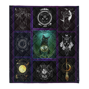 Black Cat Witch Fleece Blanket - Quilt Blanket 1641455503913.png