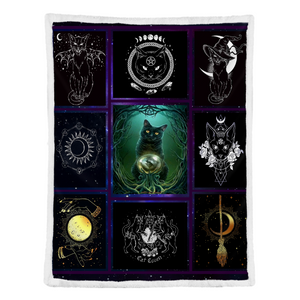 Black Cat Witch Fleece Blanket - Quilt Blanket 1641455506290.png