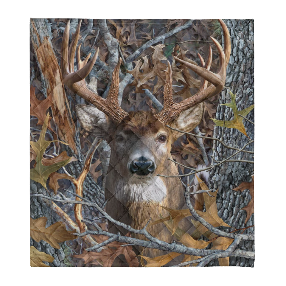 Deer Hunting Blanket, White Tailed Deer Gift Fleece Blanket 1641459206154.png