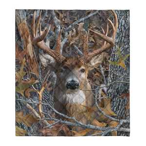 Deer Hunting Blanket, White Tailed Deer Gift Fleece Blanket 1641459206154.png