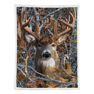 Deer Hunting Blanket, White Tailed Deer Gift Fleece Blanket 1641459209569.png