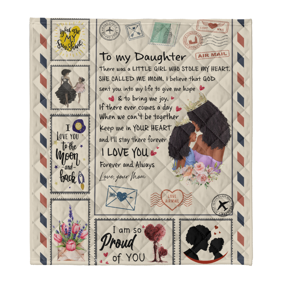 Gift For Daughter Blanket, To My Daughter I'm So Proud Of You - Letter From Black Mom 1641520488266.png