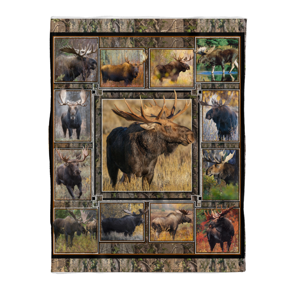 Love Moose Hunting Fleece Blanket - Quilt Blanket, 1641524718340.png