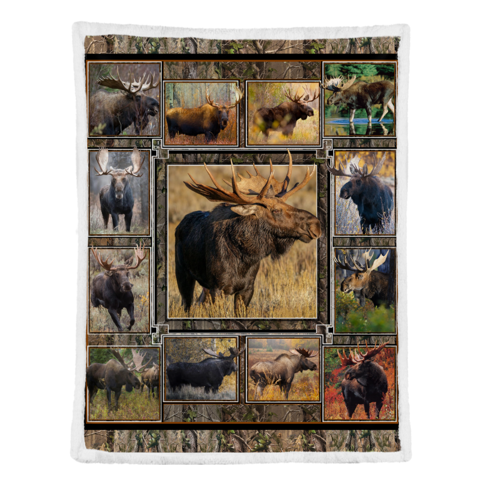 Love Moose Hunting Fleece Blanket - Quilt Blanket, 1641524726119.png