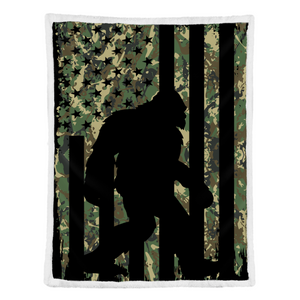 Bigfoot Blanket, Bigfoot I Believe Sasquatch Patriot American Flag Blanket 1641527983715.png