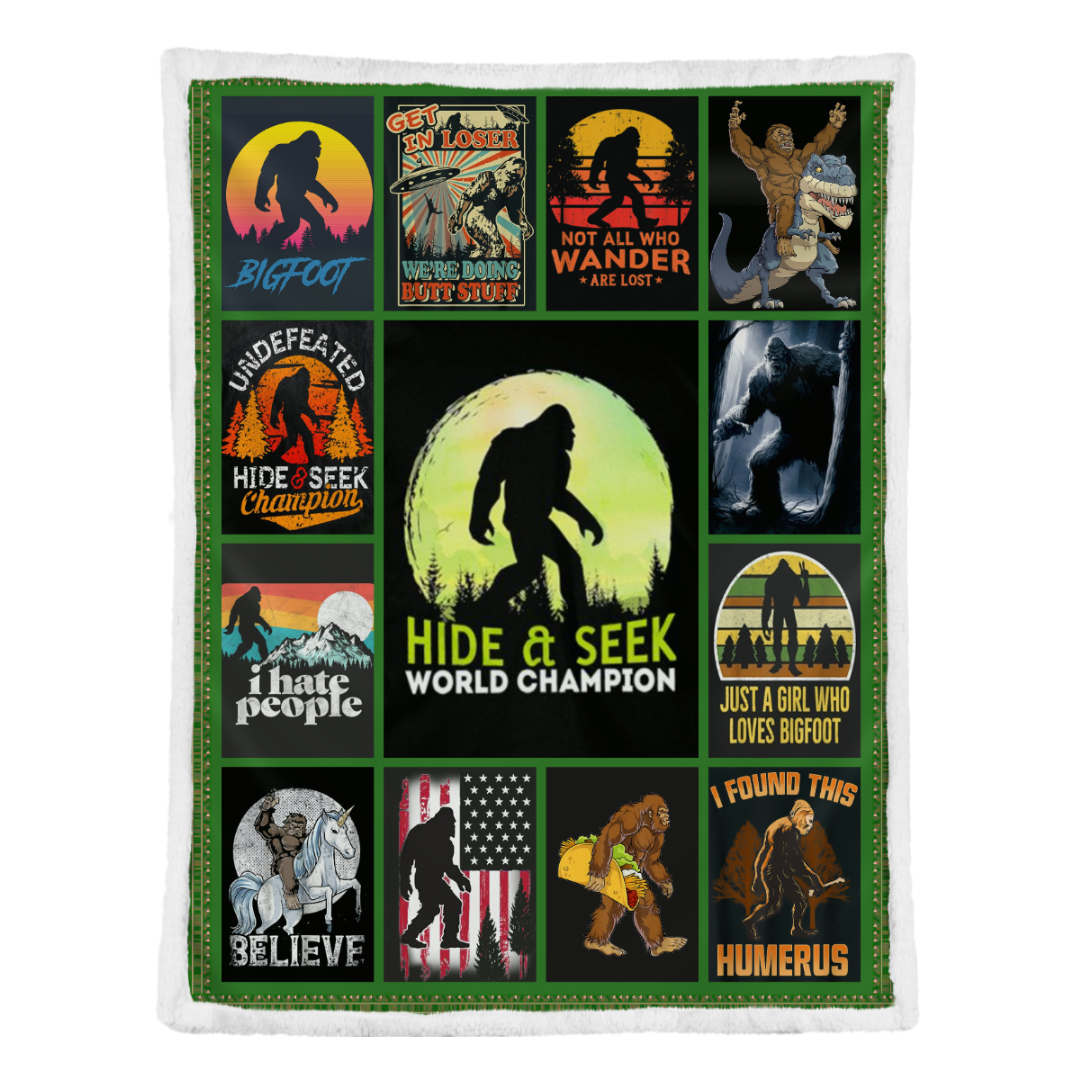 Bigfoot Sasquatch Yeti Hide And Seek World Champion Fleece Blanket 1641528516996.png