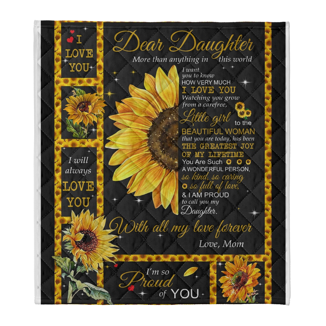 Sunflower Dear Daughter More Than Annything In This World Blanket Daughter Gift From Mom Gift For Daughter Birthday Gift Home Decor Bedding Couch Sofa Soft And Comfy Cozy 1641538545972.png