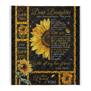 Sunflower Dear Daughter More Than Annything In This World Blanket Daughter Gift From Mom Gift For Daughter Birthday Gift Home Decor Bedding Couch Sofa Soft And Comfy Cozy 1641538545972.png