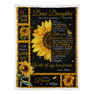 Sunflower Dear Daughter More Than Annything In This World Blanket Daughter Gift From Mom Gift For Daughter Birthday Gift Home Decor Bedding Couch Sofa Soft And Comfy Cozy 1641538550775.png