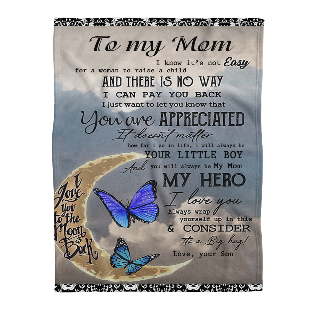 To My Mom My Hero From Son Butterfly Fleece Blanket Gift For Mom From Son Home Decor Bedding Couch Sofa Soft And Comfy Cozy 1641540945089.png