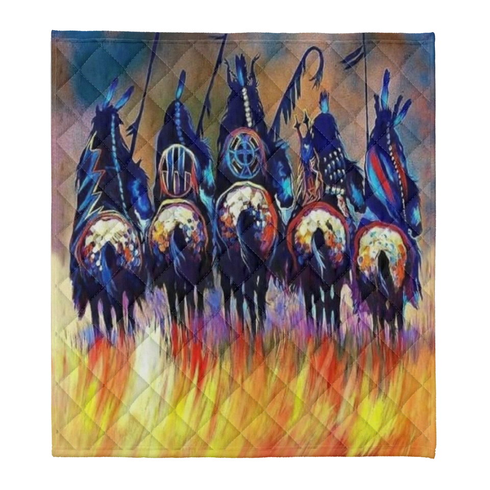 Native American Blanket, 5 Warriors Native American Fleece Blanket 1641541820508.png
