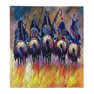 Native American Blanket, 5 Warriors Native American Fleece Blanket 1641541820508.png