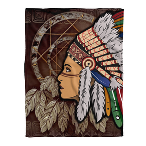 Native American Blanket - Native American Girls With Dreamcatcher Fleece Blanket 1641542228570.png