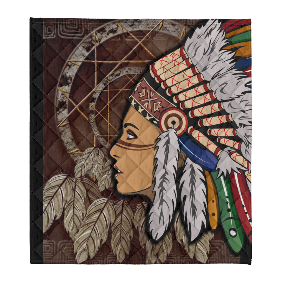 Native American Blanket - Native American Girls With Dreamcatcher Fleece Blanket 1641542232271.png