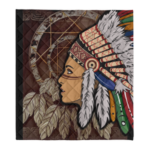 Native American Blanket - Native American Girls With Dreamcatcher Fleece Blanket 1641542232271.png