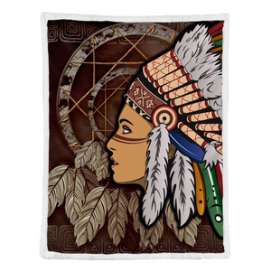 Native American Blanket - Native American Girls With Dreamcatcher Fleece Blanket 1641542235392.png
