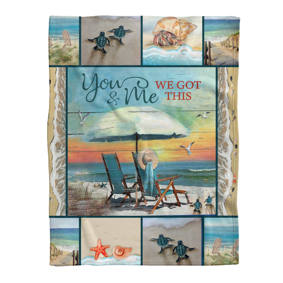 Beach Scene Mermaid Fleece Blanket - You And Me We Got This Gift For Wife From Husband Couple Birthday Gift Valentine's Day Gift Bedding Couch Sofa Soft And Comfy Cozy 1641607054803.png
