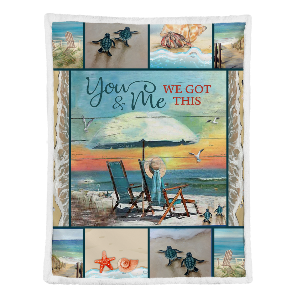 Beach Scene Mermaid Fleece Blanket - You And Me We Got This Gift For Wife From Husband Couple Birthday Gift Valentine's Day Gift Bedding Couch Sofa Soft And Comfy Cozy 1641607058362.png