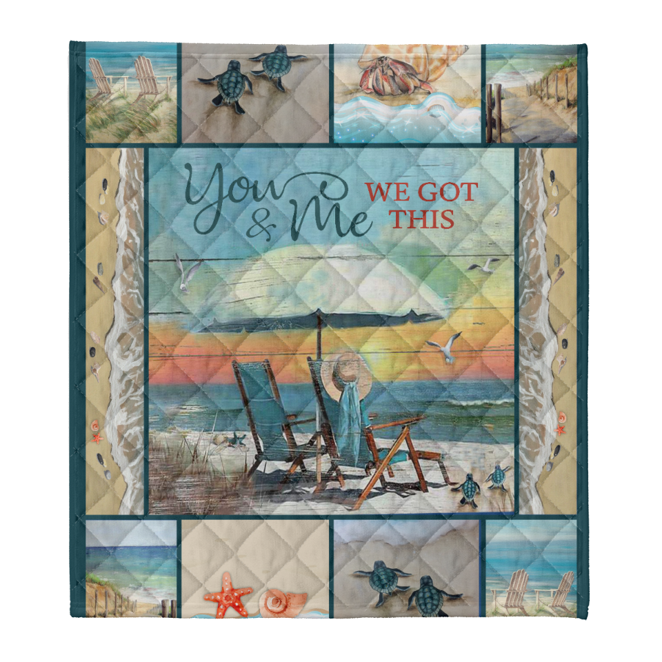Beach Scene Mermaid Fleece Blanket - You And Me We Got This Gift For Wife From Husband Couple Birthday Gift Valentine's Day Gift Bedding Couch Sofa Soft And Comfy Cozy 1641607062481.png