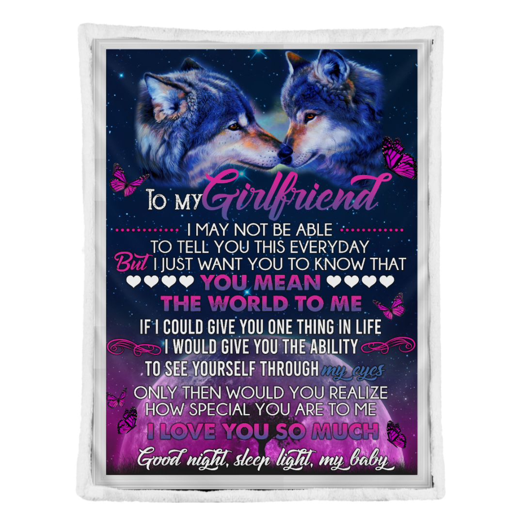 Wolf Blanket, To My Girlfriend,fleece Blanket,to See Yourself Through My Eyes. Gift For Girlfriend Family Home Decor Bedding Couch Sofa Soft And Comfy Cozy 1641780430556.png