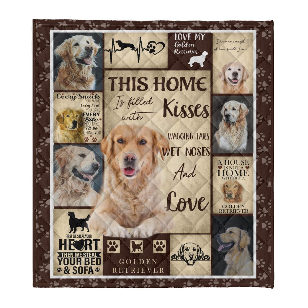 Dog Blanket, Golden Retriever This Home Is Filled With Kisses Blanket 1641788711465.png