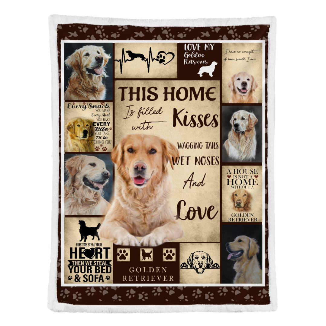 Dog Blanket, Golden Retriever This Home Is Filled With Kisses Blanket 1641788715129.png