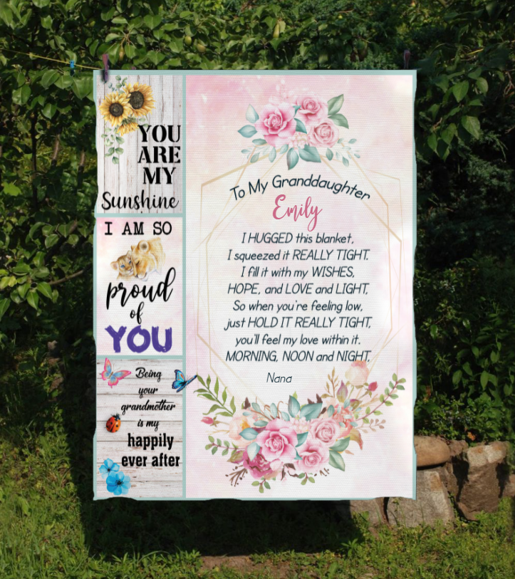 Personalized To My Granddaughter Lion And Flower I Hugged This Blanket Gift For Granddaughter From Nana Birthday Gift Home Decor Bedding Couch Sofa Soft 1644217476042.png