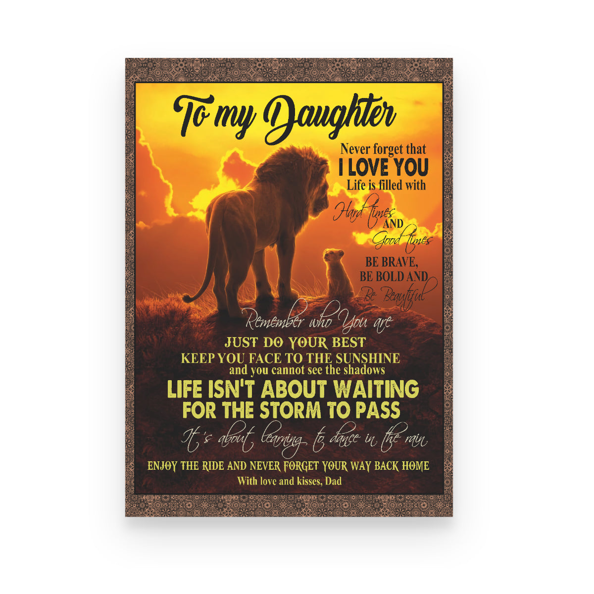 To My Daughter Lion King Be Brave Bold Beautiful Gift From Dad Canvas 1645700589996.jpg