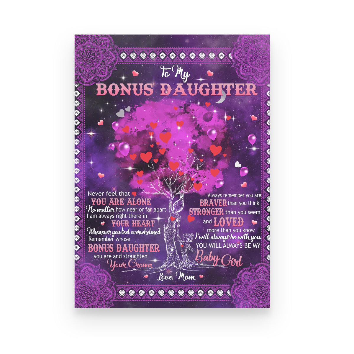 To My Daughter Never Feel That U Are Alone Mom To Bonus Daughter Canvas Gift For Daughter From Mom  1645720802943.jpg