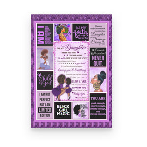 To My Daughter Never Feel That You Are Alone, Love Mom, Black Woman, Purple Version Canvas 1645762453556.jpg