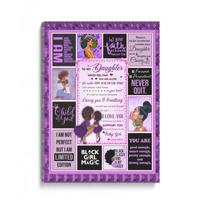 To My Daughter Never Feel That You Are Alone, Love Mom, Black Woman, Purple Version Canvas 1645762454053.jpg