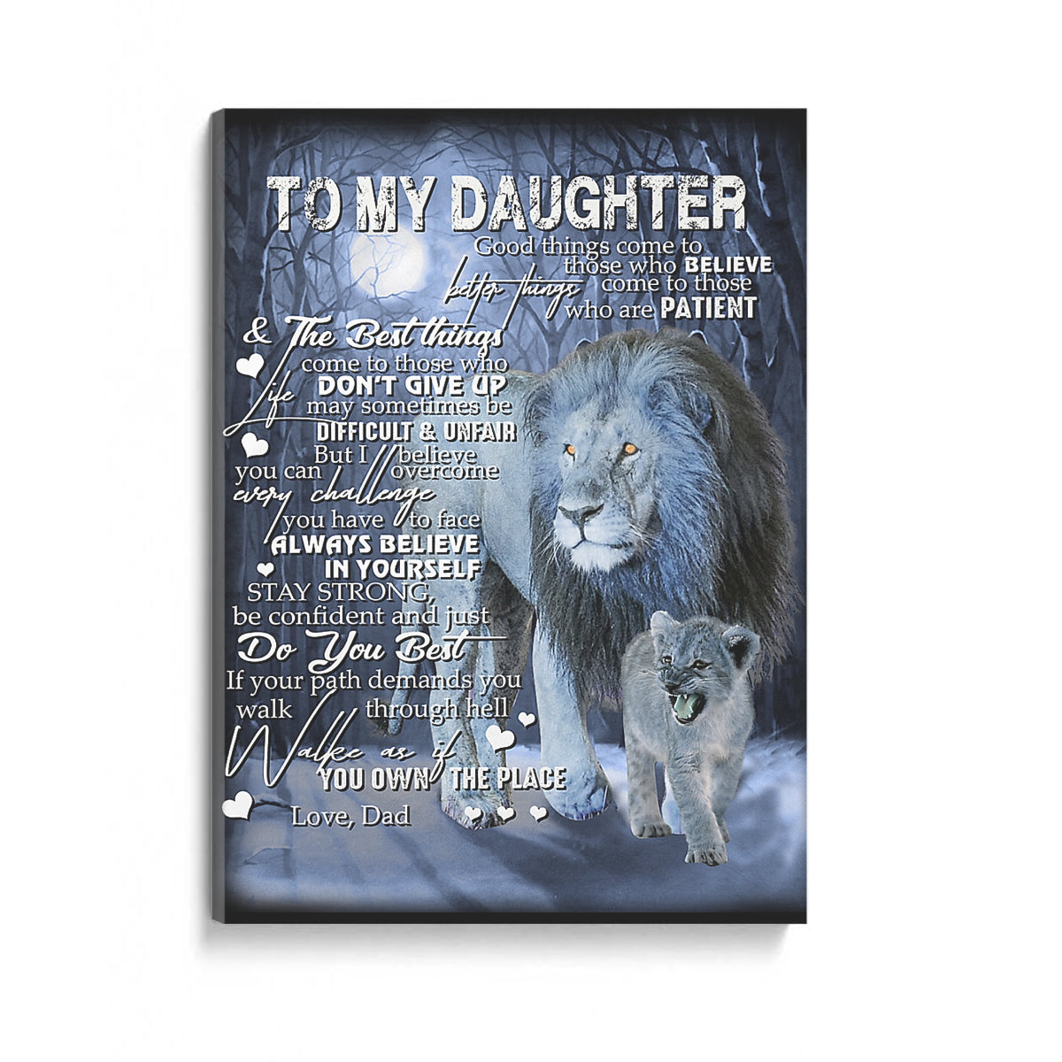 To My Daughter Lion From Dad Canvas 1645773929193.jpg