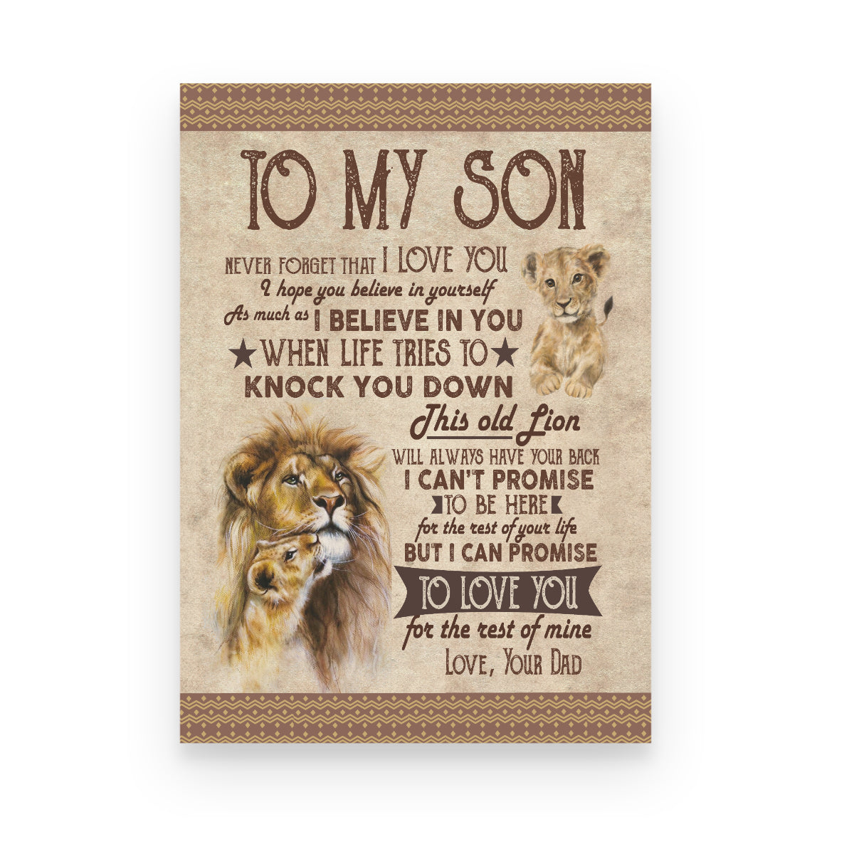 Never Forget That I Love U Lion Dad To Son Canvas | Gift For Son 1645776635734.jpg